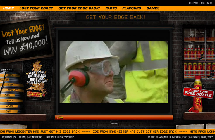 Lucozade Energy - Get Your EDGE Back homepage