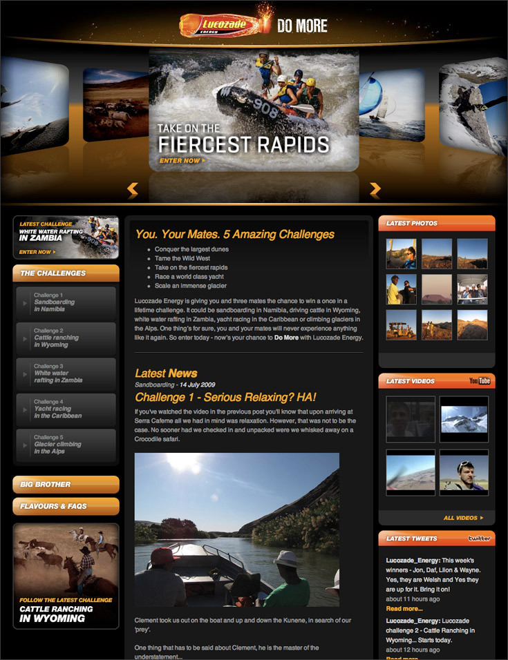 Lucozade Energy - Get Your EDGE Back homepage